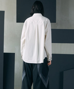 Airy Striped Gabardine Prime-Over Short-sleeved Shirt