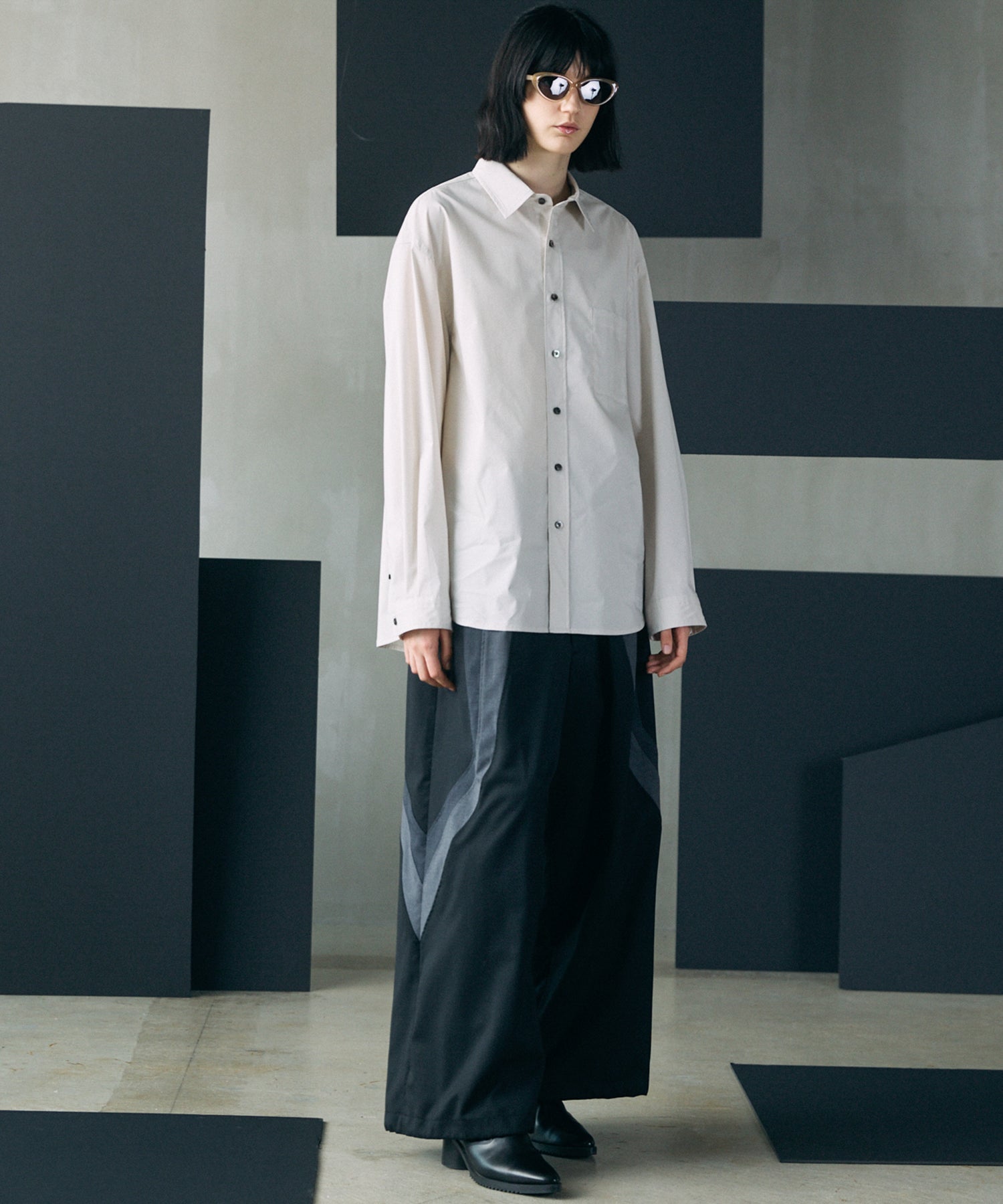 Airy Striped Gabardine Prime-Over Short-sleeved Shirt