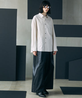 Airy Striped Gabardine Prime-Over Short-sleeved Shirt