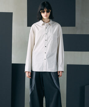 Airy Striped Gabardine Prime-Over Short-sleeved Shirt