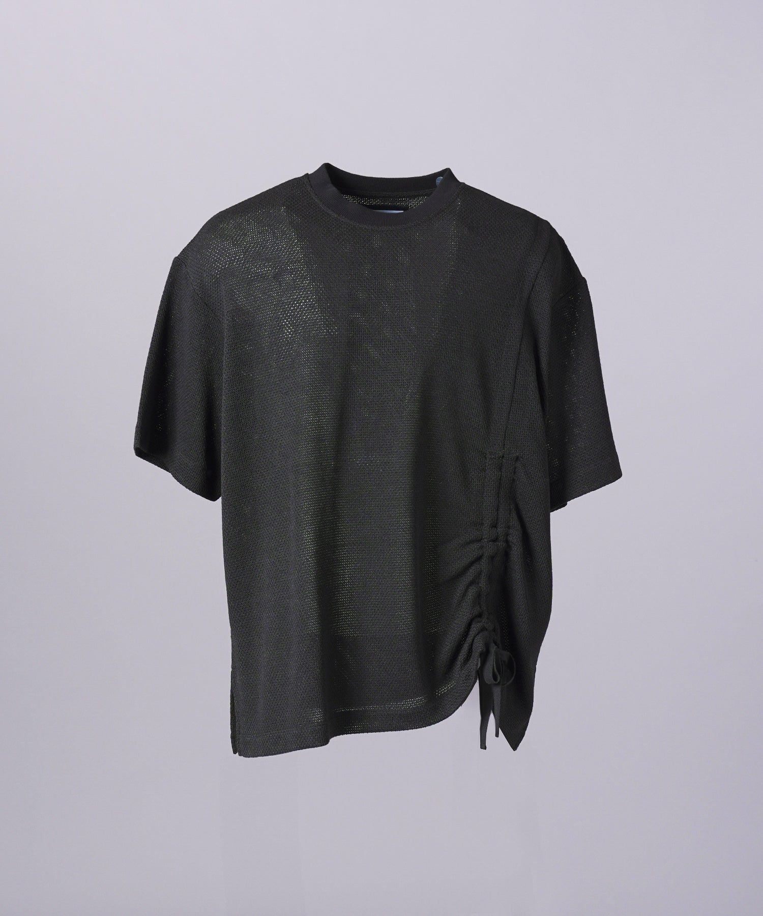 【26SS PRE-ORDER】Russell Mesh Prime-Over Asymmetrical Shirring T-shirt
