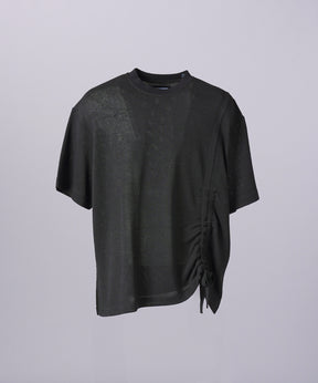 【26SS PRE-ORDER】Russell Mesh Prime-Over Asymmetrical Shirring T-shirt
