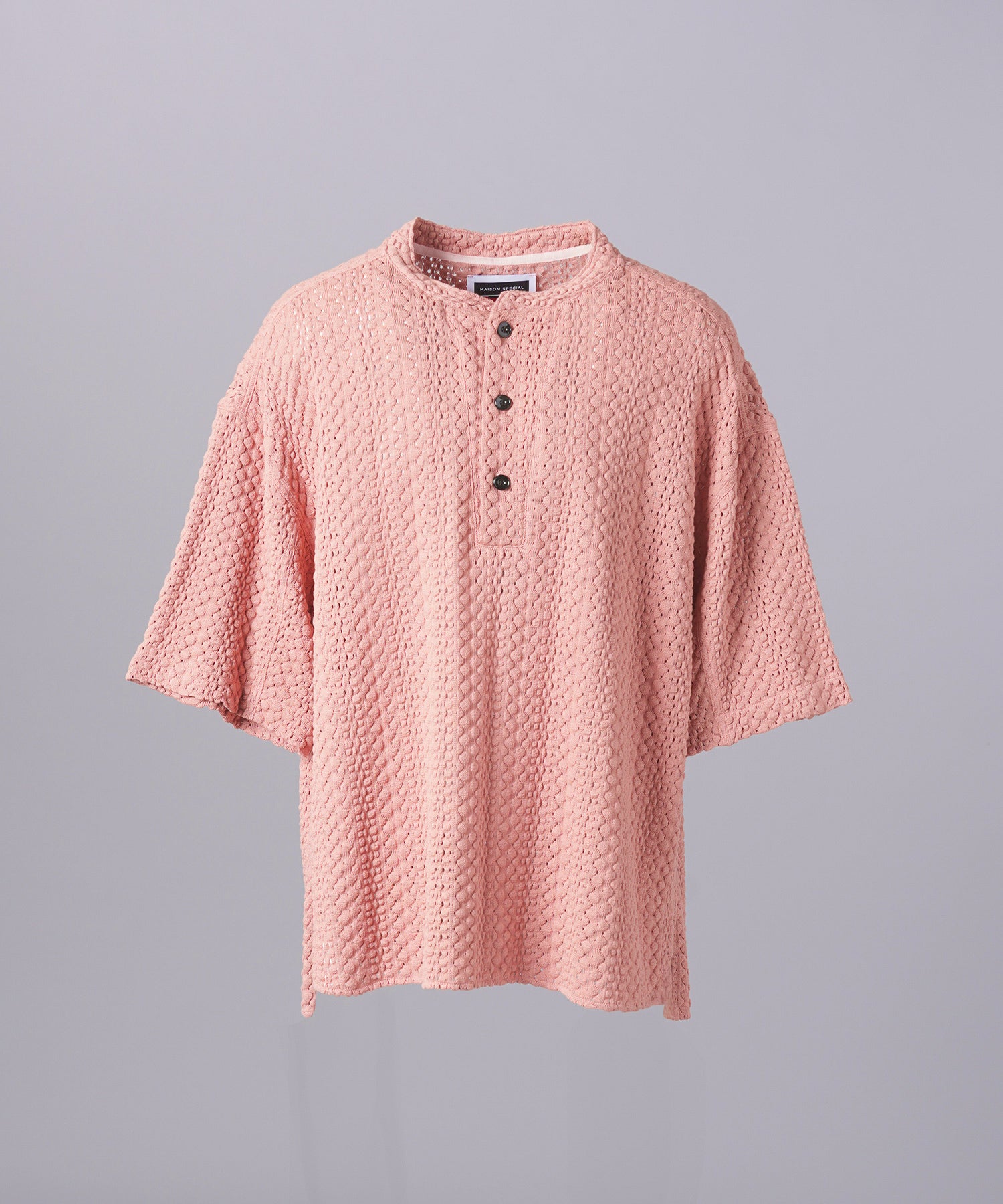 【26SS PRE-ORDER】Birdseye Jersey Mesh Prime-Over Henry Neck Short-sleeved T-shirt