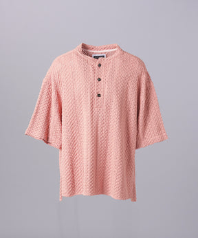 【26SS PRE-ORDER】Birdseye Jersey Mesh Prime-Over Henry Neck Short-sleeved T-shirt