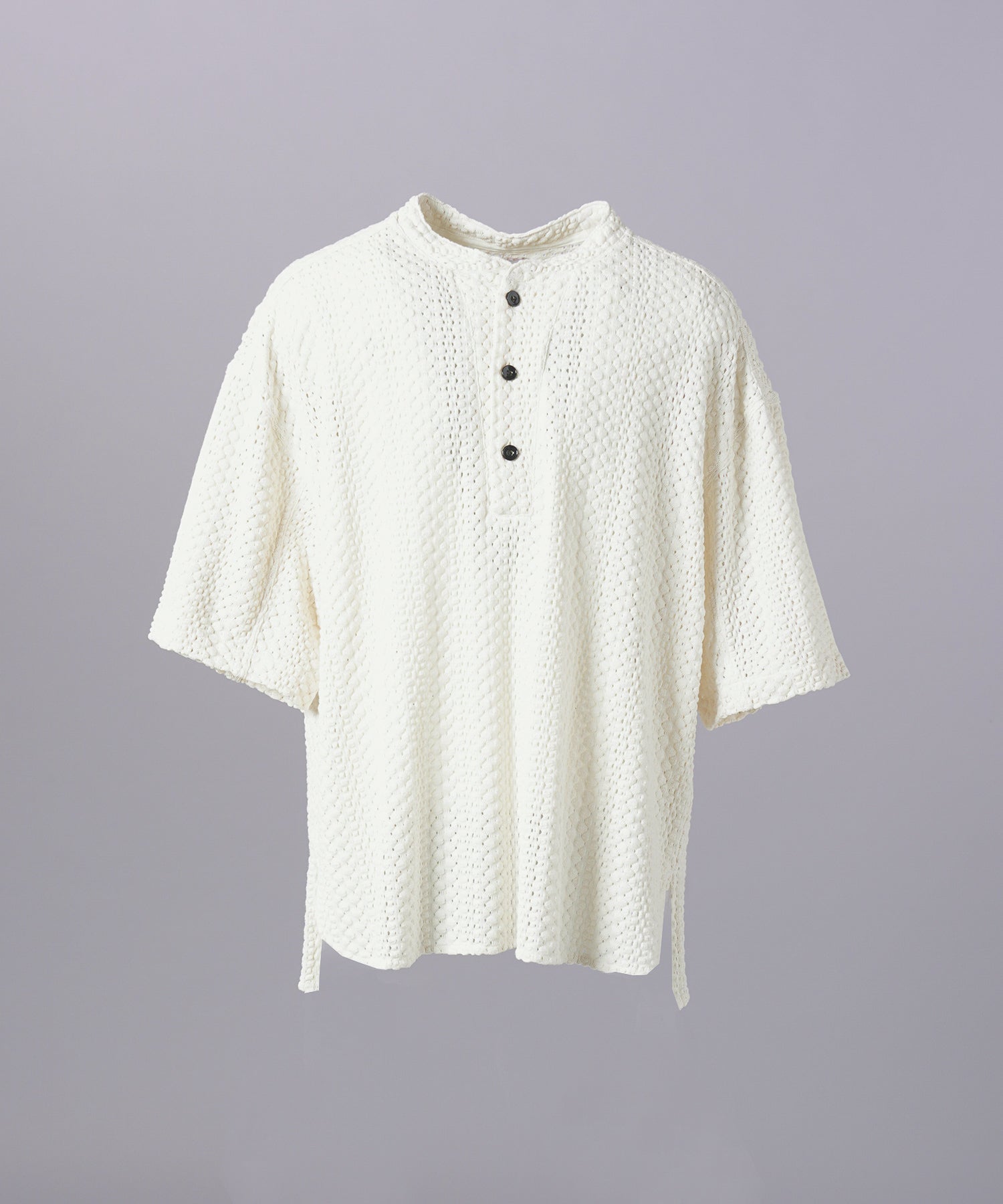 【26SS PRE-ORDER】Birdseye Jersey Mesh Prime-Over Henry Neck Short-sleeved T-shirt