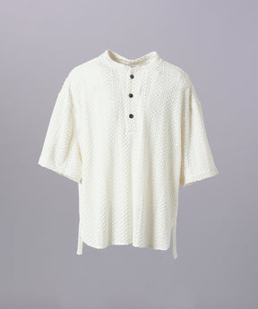 【26SS PRE-ORDER】Birdseye Jersey Mesh Prime-Over Henry Neck Short-sleeved T-shirt