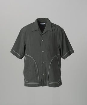 【26SS PRE-ORDER】Lyocell Nylon Washer Prime-Over Piping-detailed Switched Open-collar Shirt