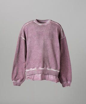 【PRE-ORDER】Heavy-Weight Sweat Embroidery Damage Over-Dye Crew Neck Pullover