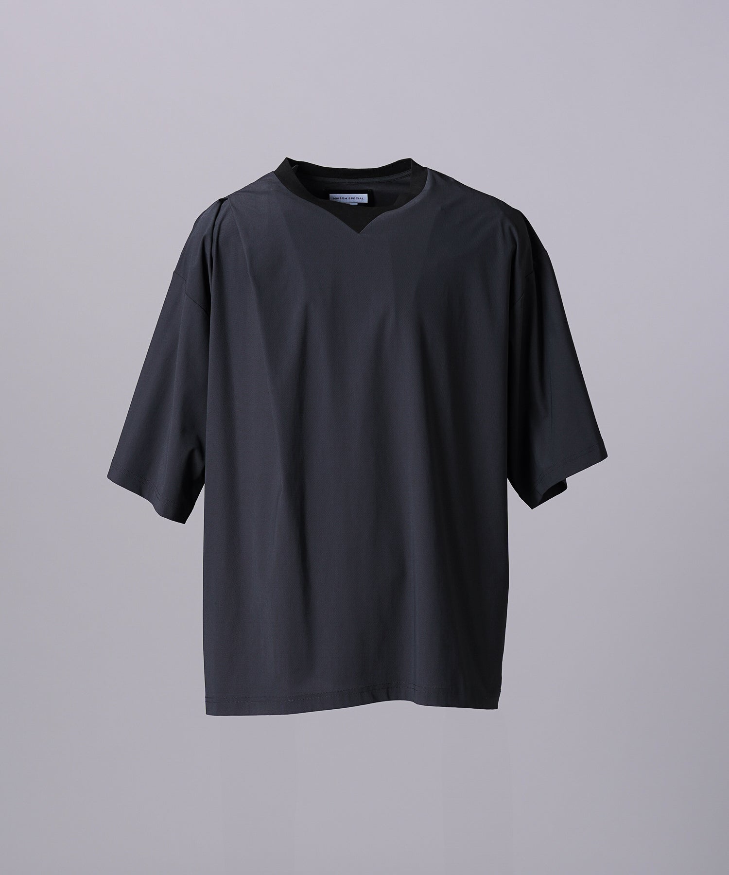 [26SS PRE-ORDER]Birdseye Jersey Mesh Prime-Over Henry Neck Short-sleeved T-shirt