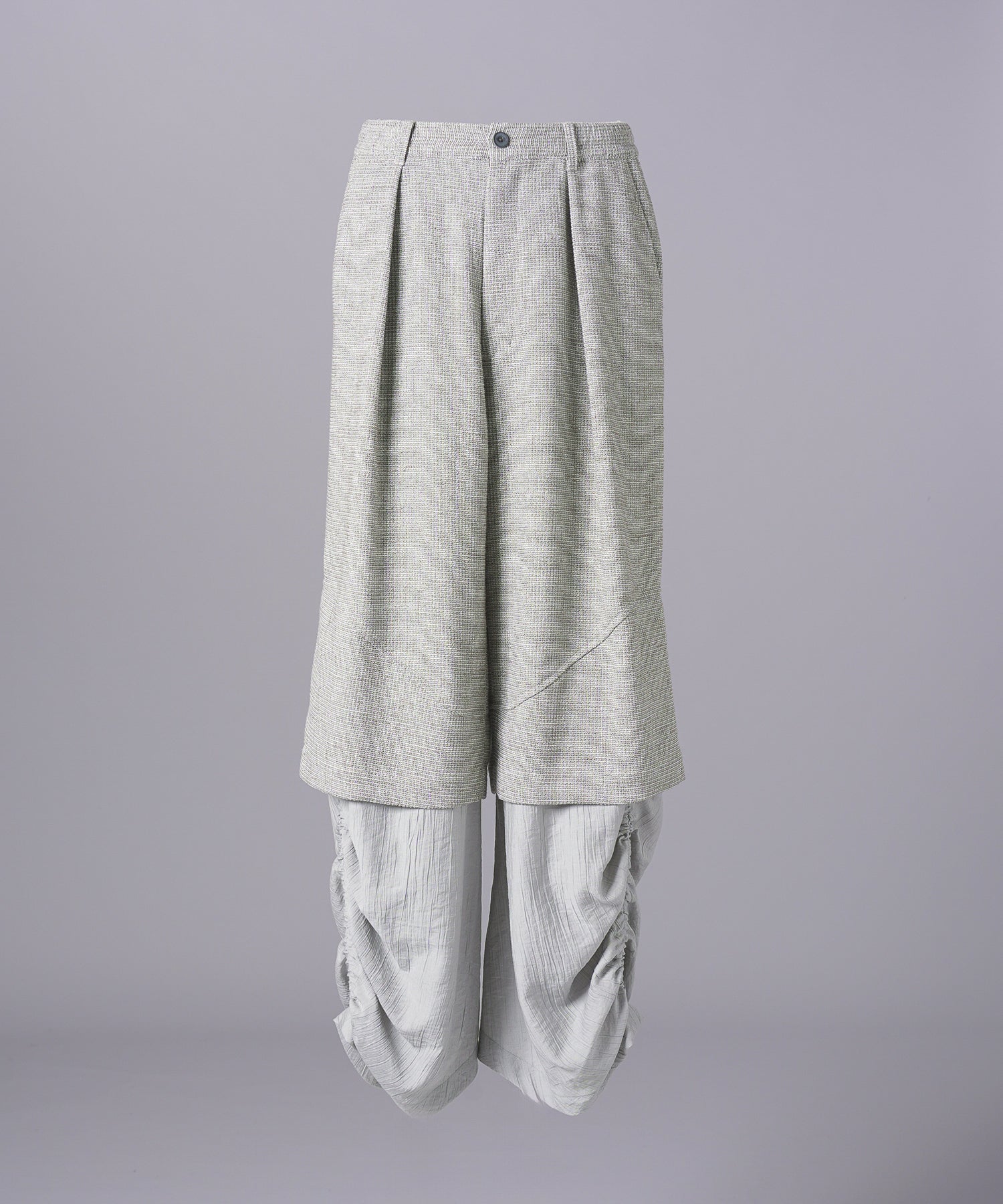 【26SS PRE-ORDER】Tweed Layered Prime-Wide Shirring Detail Pants