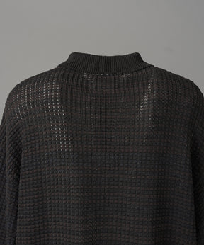 【26AW PRE-ORDER】KASURI ONI Waffle Prime-Over Knit Polo Shirt