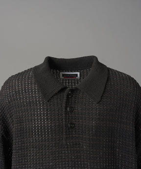 【26AW PRE-ORDER】KASURI ONI Waffle Prime-Over Knit Polo Shirt