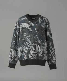 【26AW PRE-ORDER】Abstract Pattern Prime-Over V-neck Knit Tops