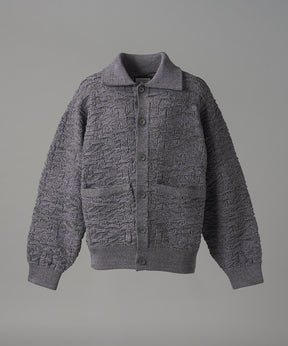 【26AW PRE-ORDER】Melange Random Tucks Prime-Over Collared Knit Cardigan