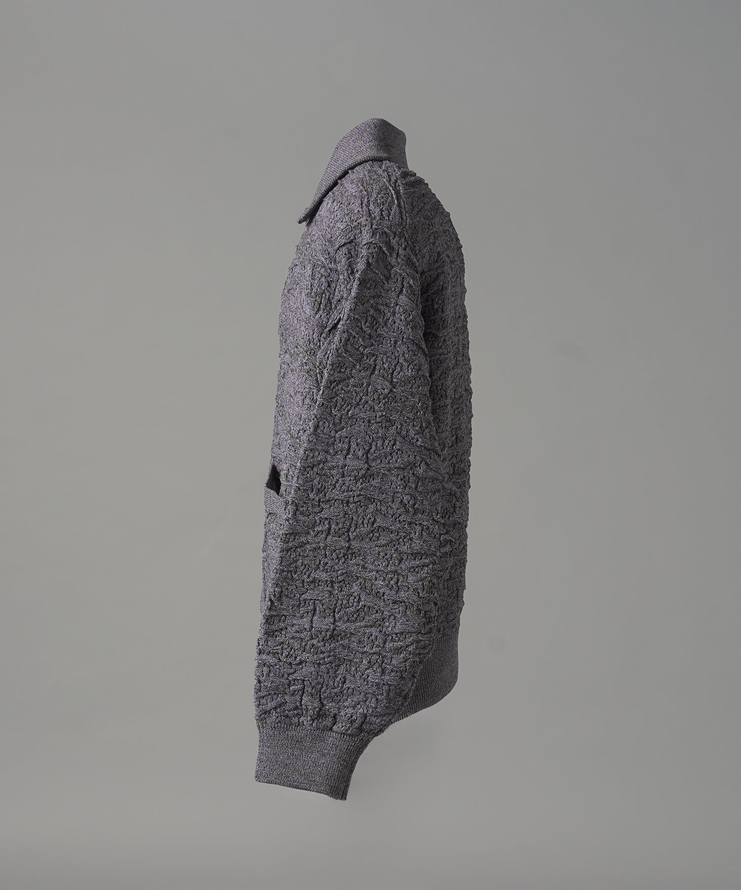 【26AW PRE-ORDER】Melange Random Tucks Prime-Over Collared Knit Cardigan