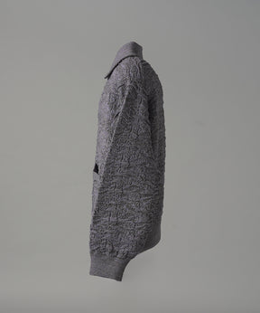 【26AW PRE-ORDER】Melange Random Tucks Prime-Over Collared Knit Cardigan