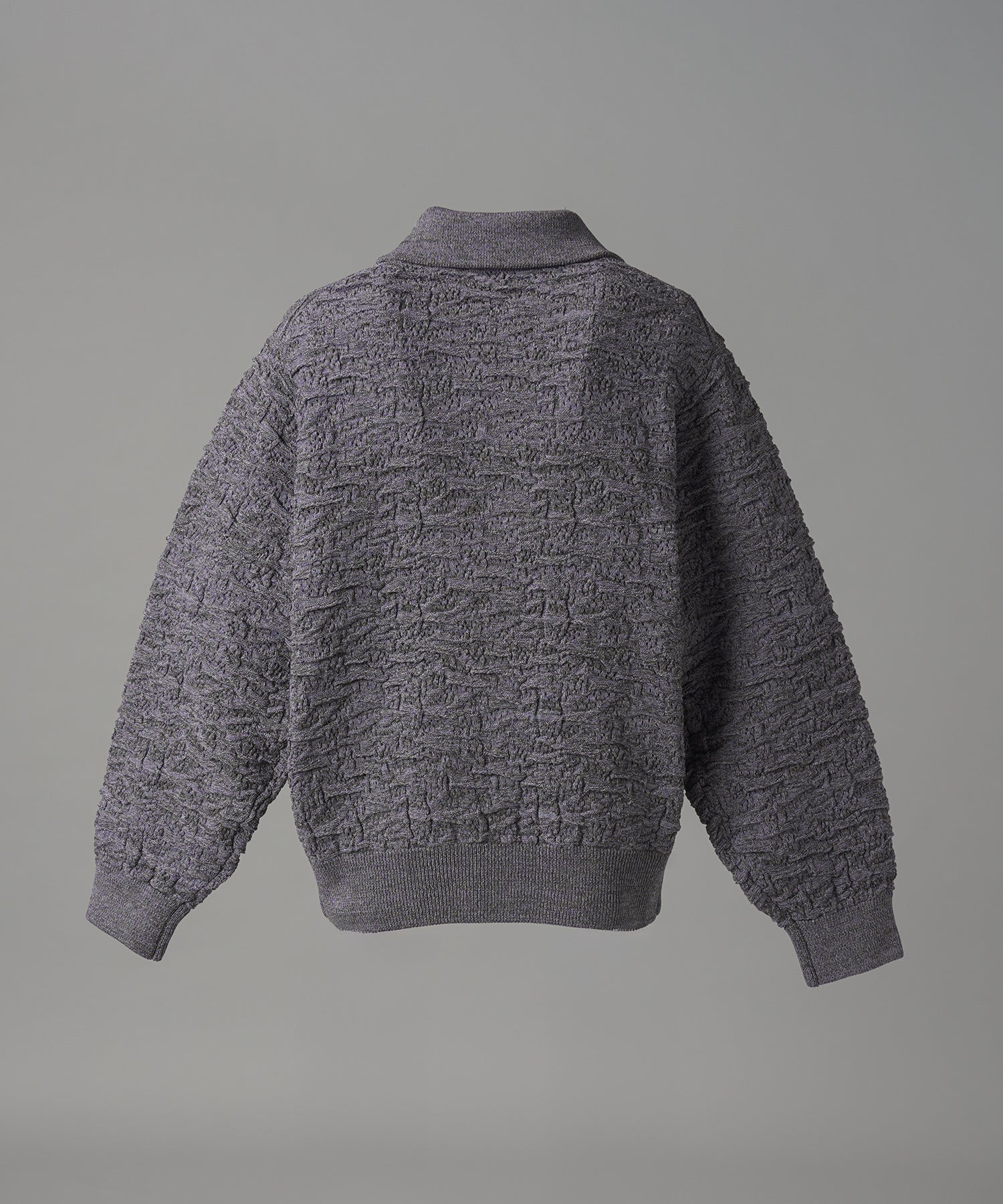 【26AW PRE-ORDER】Melange Random Tucks Prime-Over Collared Knit Cardigan