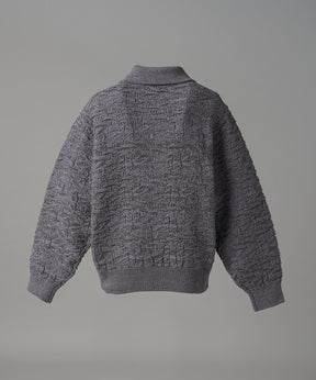 【26AW PRE-ORDER】Melange Random Tucks Prime-Over Collared Knit Cardigan