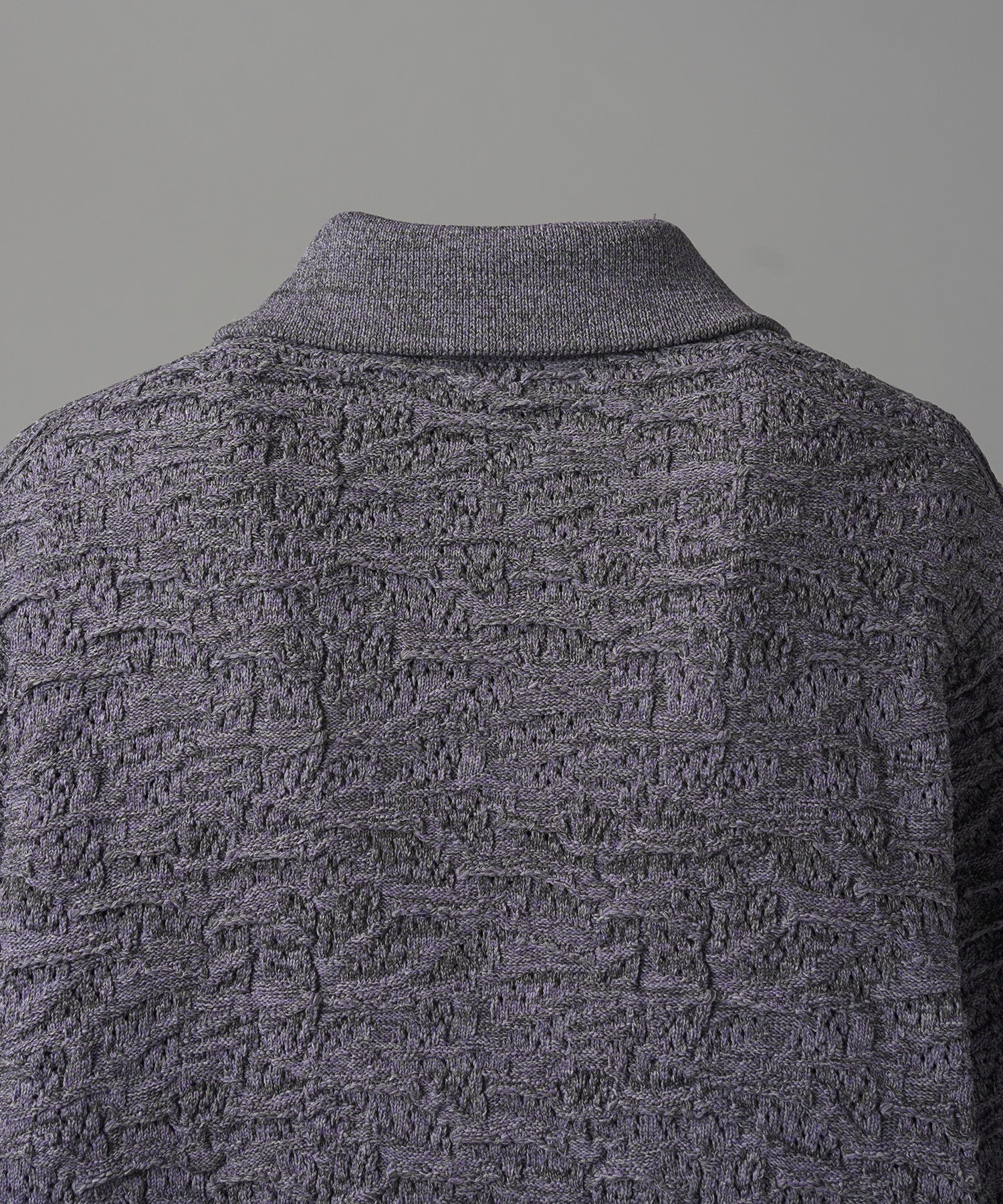 【26AW PRE-ORDER】Melange Random Tucks Prime-Over Collared Knit Cardigan