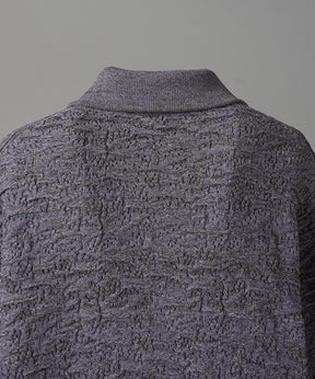 【26AW PRE-ORDER】Melange Random Tucks Prime-Over Collared Knit Cardigan