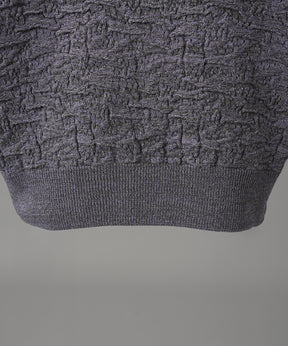 【26AW PRE-ORDER】Melange Random Tucks Prime-Over Collared Knit Cardigan