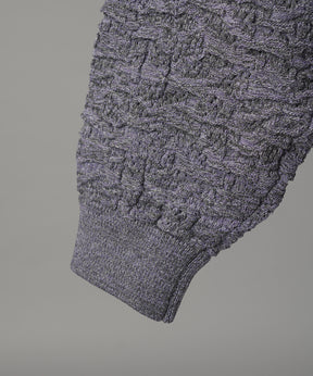 【26AW PRE-ORDER】Melange Random Tucks Prime-Over Collared Knit Cardigan