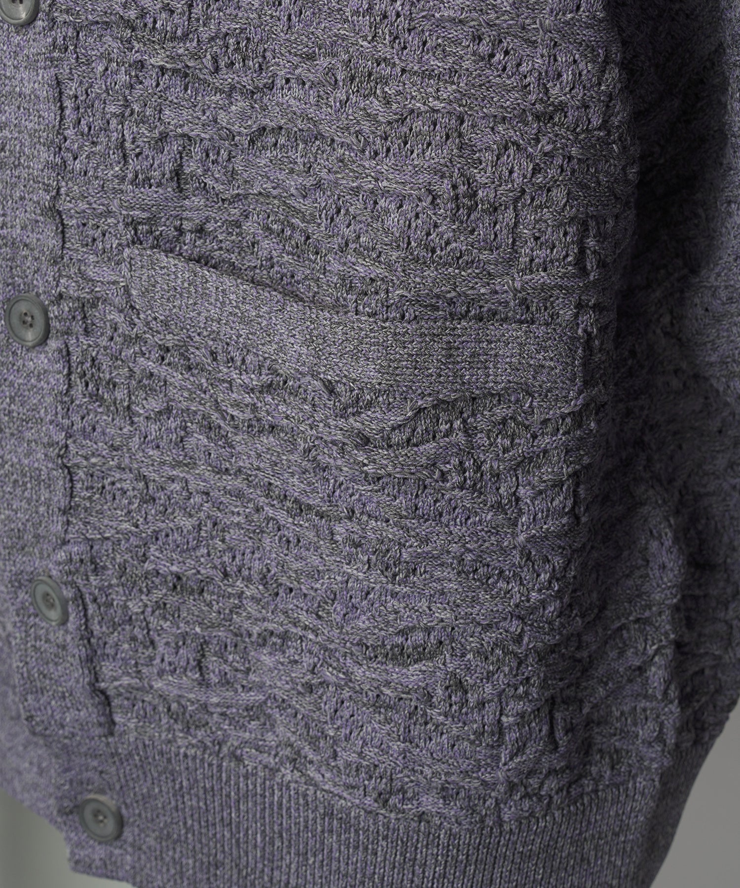 【26AW PRE-ORDER】Melange Random Tucks Prime-Over Collared Knit Cardigan