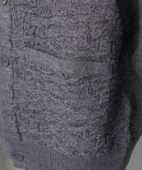 【26AW PRE-ORDER】Melange Random Tucks Prime-Over Collared Knit Cardigan