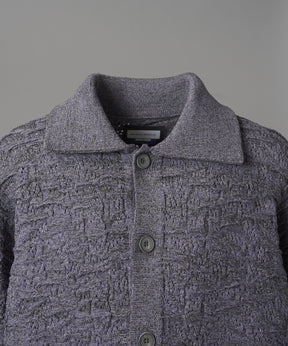 【26AW PRE-ORDER】Melange Random Tucks Prime-Over Collared Knit Cardigan