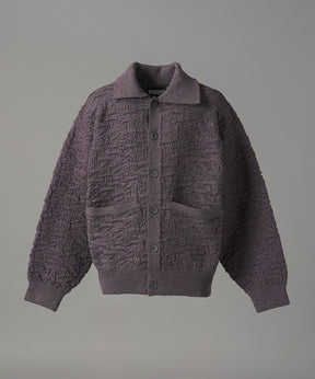 【26AW PRE-ORDER】Melange Random Tucks Prime-Over Collared Knit Cardigan