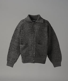 【26AW PRE-ORDER】Melange Random Tucks Prime-Over Collared Knit Cardigan