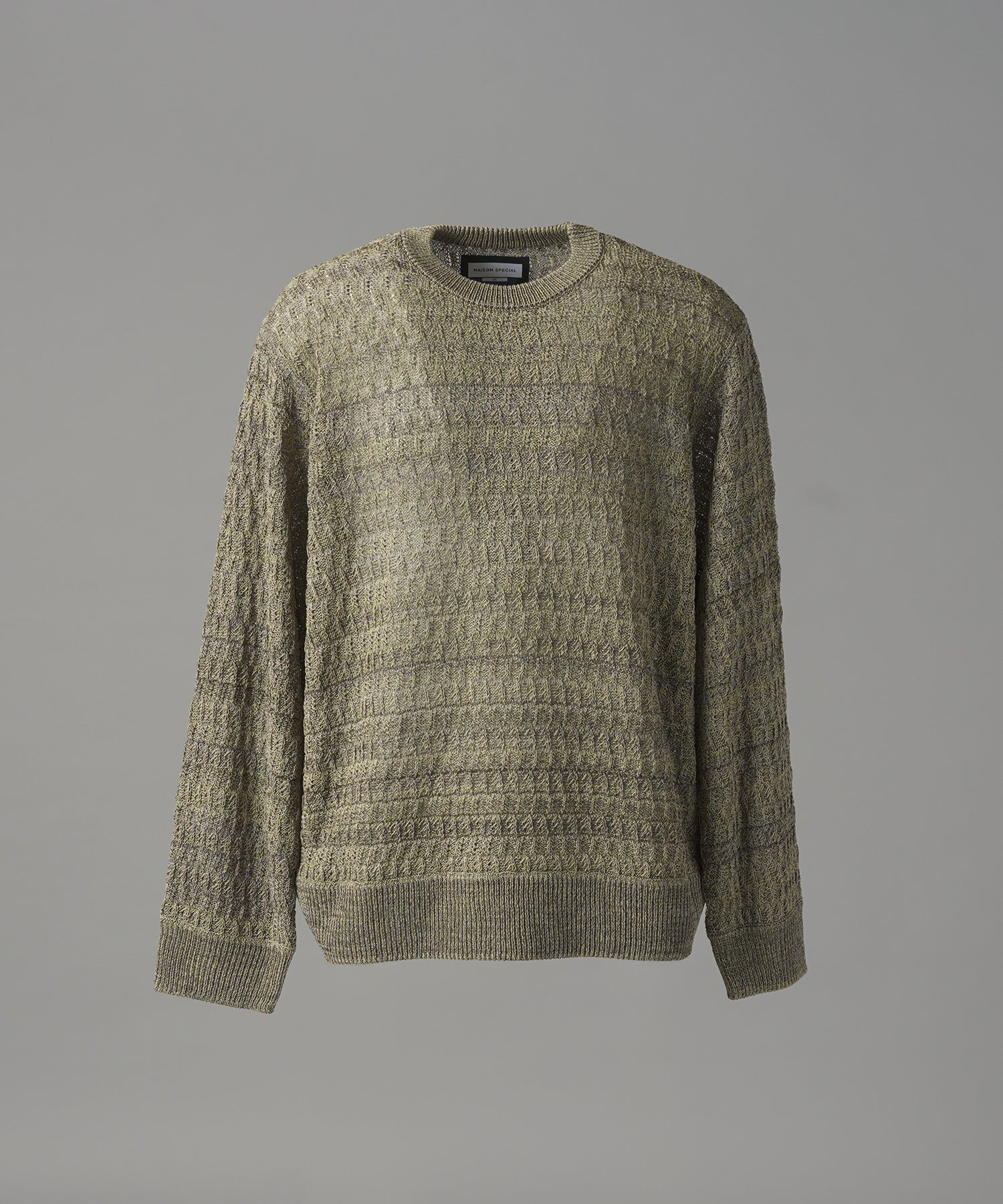 【26AW PRE-ORDER】Sheer Mixed Stripe Prime-Over Crewneck Knit Sweater