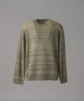 【26AW PRE-ORDER】Sheer Mixed Stripe Prime-Over Crewneck Knit Sweater