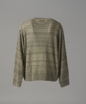 【26AW PRE-ORDER】Sheer Mixed Stripe Prime-Over Crewneck Knit Sweater