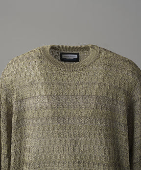 【26AW PRE-ORDER】Sheer Mixed Stripe Prime-Over Crewneck Knit Sweater