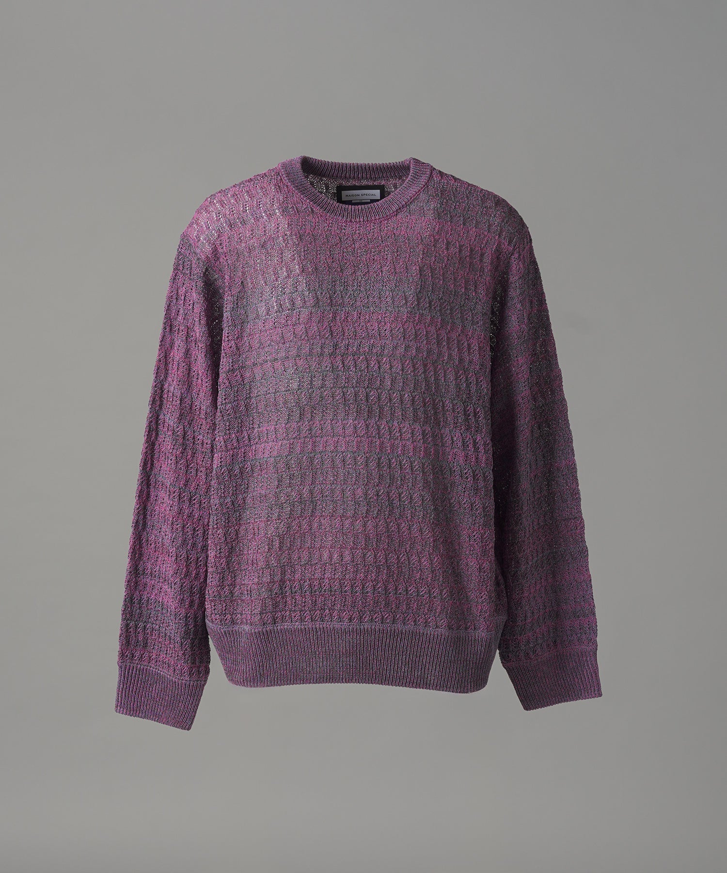 【26AW PRE-ORDER】Sheer Mixed Stripe Prime-Over Crewneck Knit Sweater
