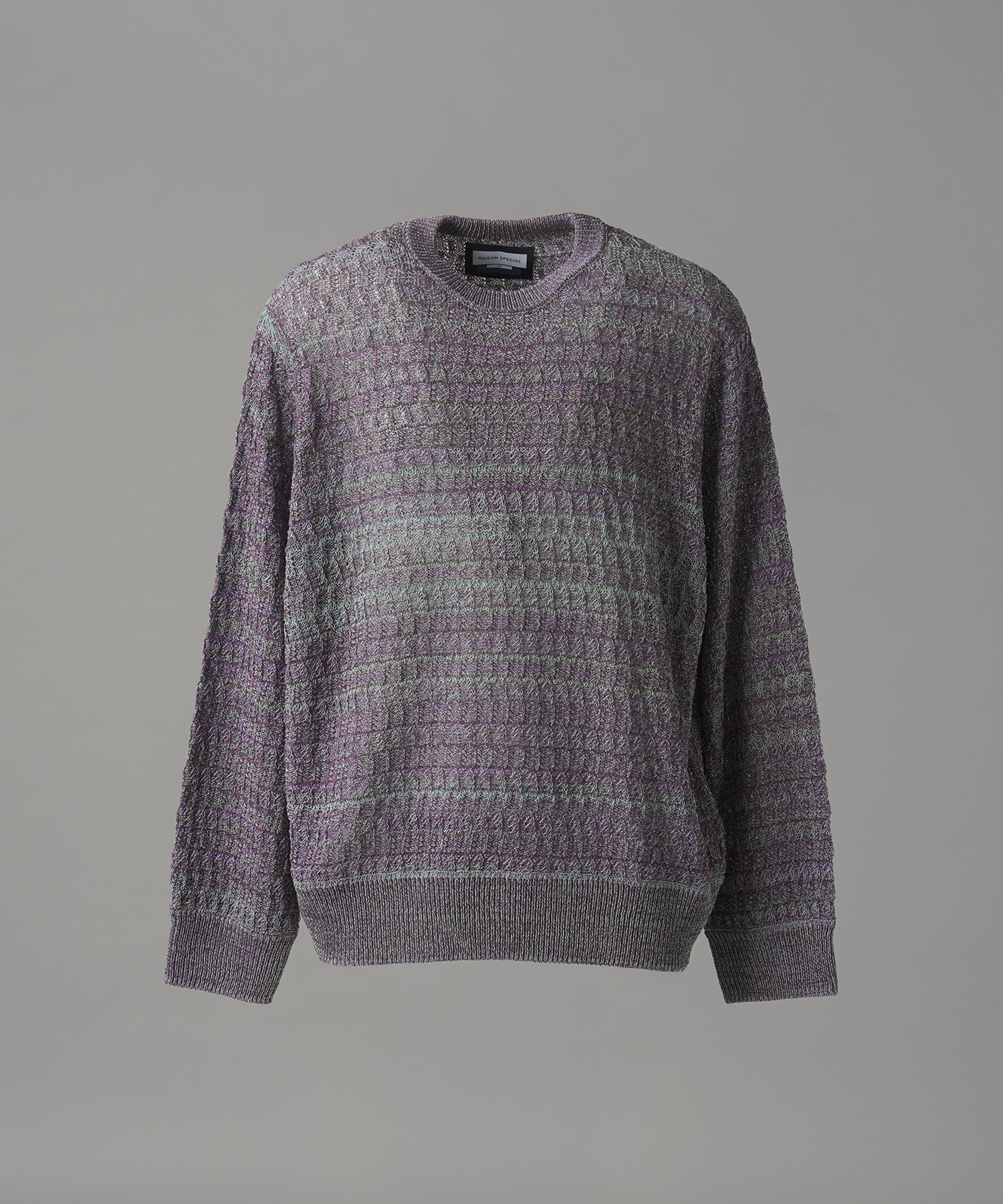 【26AW PRE-ORDER】Sheer Mixed Stripe Prime-Over Crewneck Knit Sweater