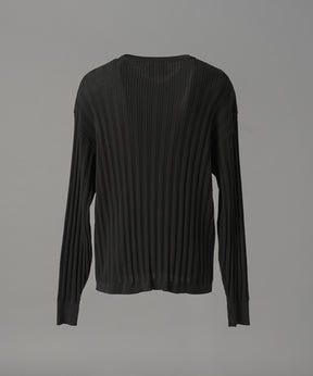 【26AW PRE-ORDER】Shadow Stripe Prime-Over Henley Neck Knit Sweater