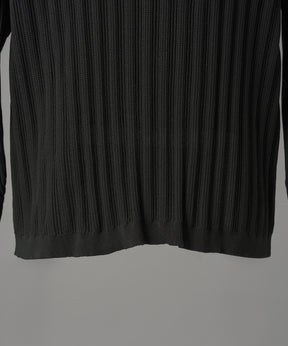 【26AW PRE-ORDER】Shadow Stripe Prime-Over Henley Neck Knit Sweater