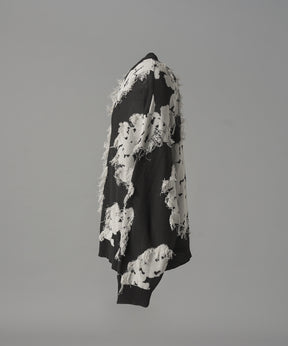 【26AW PRE-ORDER】Fringe Cut Jacquard Prime-Over Flower Pattern Knit Sweater