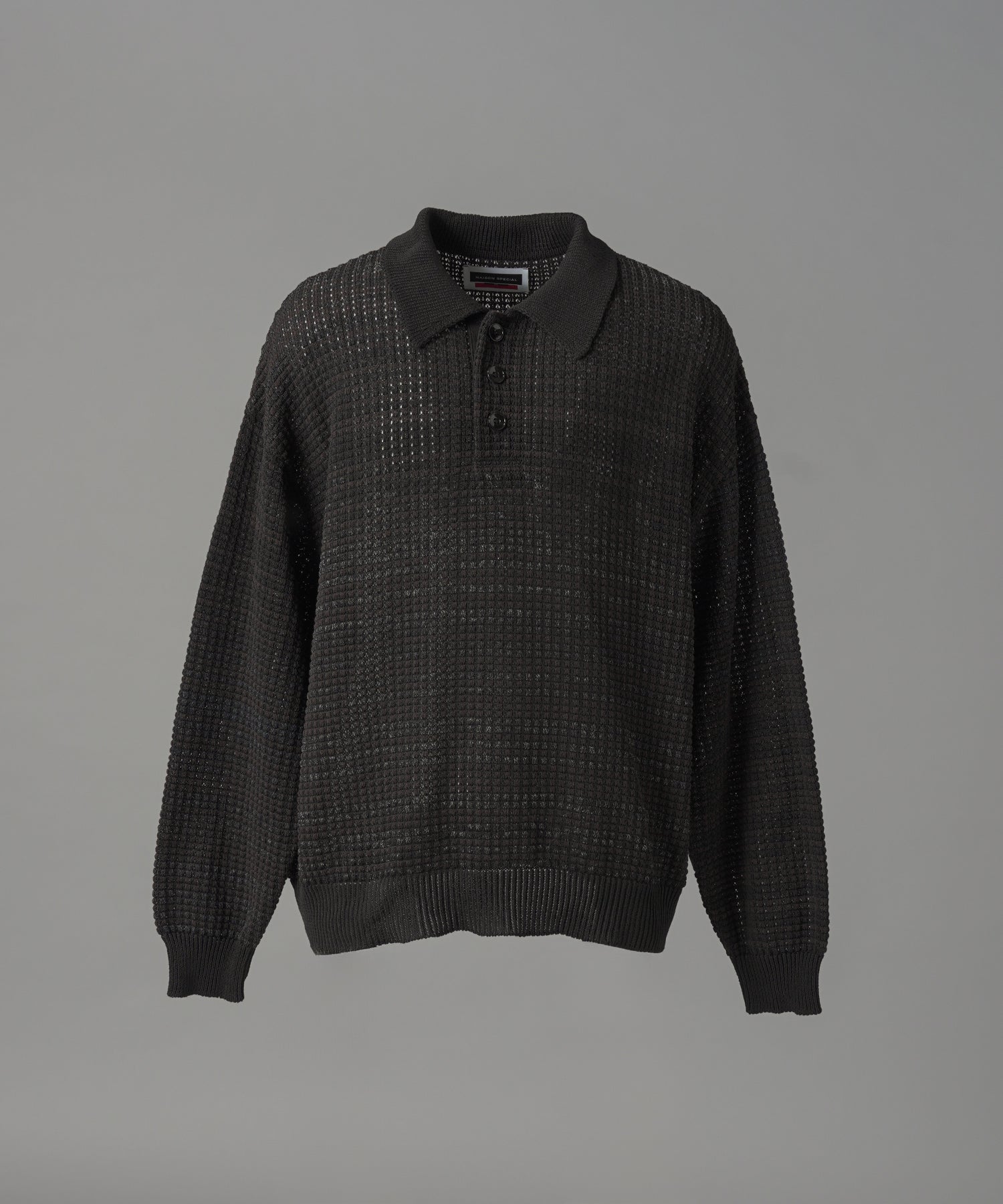 【26AW PRE-ORDER】KASURI ONI Waffle Prime-Over Knit Polo Shirt