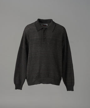 【26AW PRE-ORDER】KASURI ONI Waffle Prime-Over Knit Polo Shirt