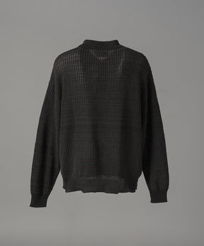 【26AW PRE-ORDER】KASURI ONI Waffle Prime-Over Knit Polo Shirt