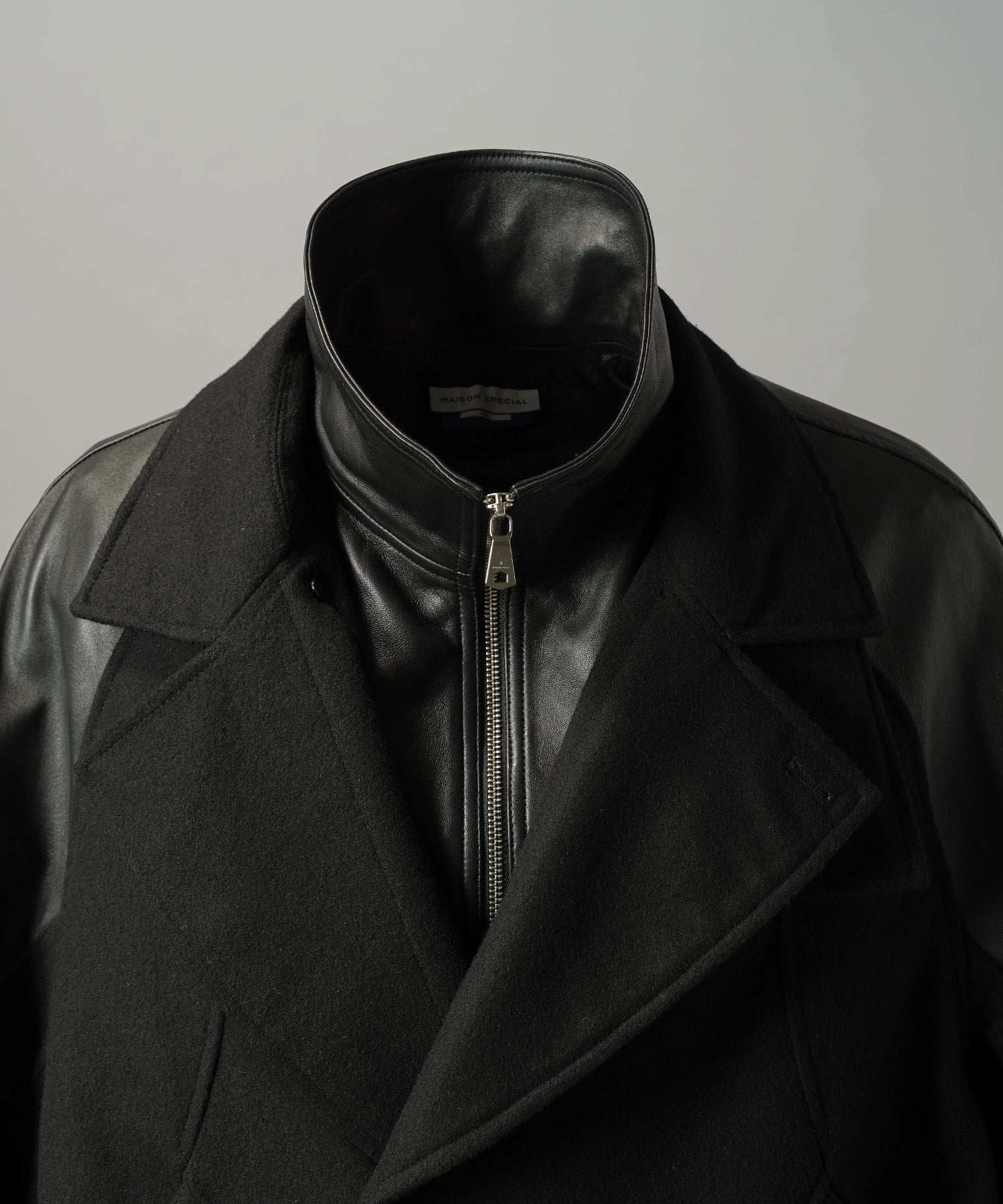 【26AW PRE-ORDER】シープレザーメルトンコンビプライムオーバーレイヤリングダブルブルゾン