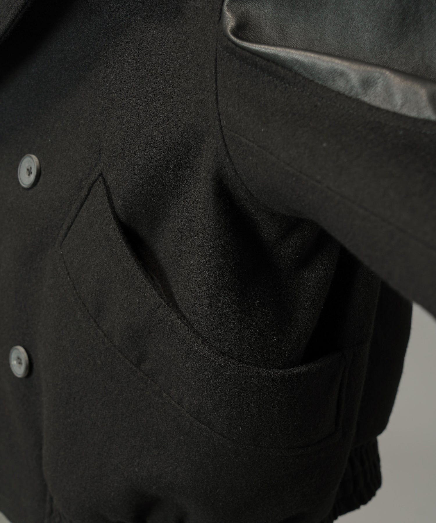 【26AW PRE-ORDER】シープレザーメルトンコンビプライムオーバーレイヤリングダブルブルゾン