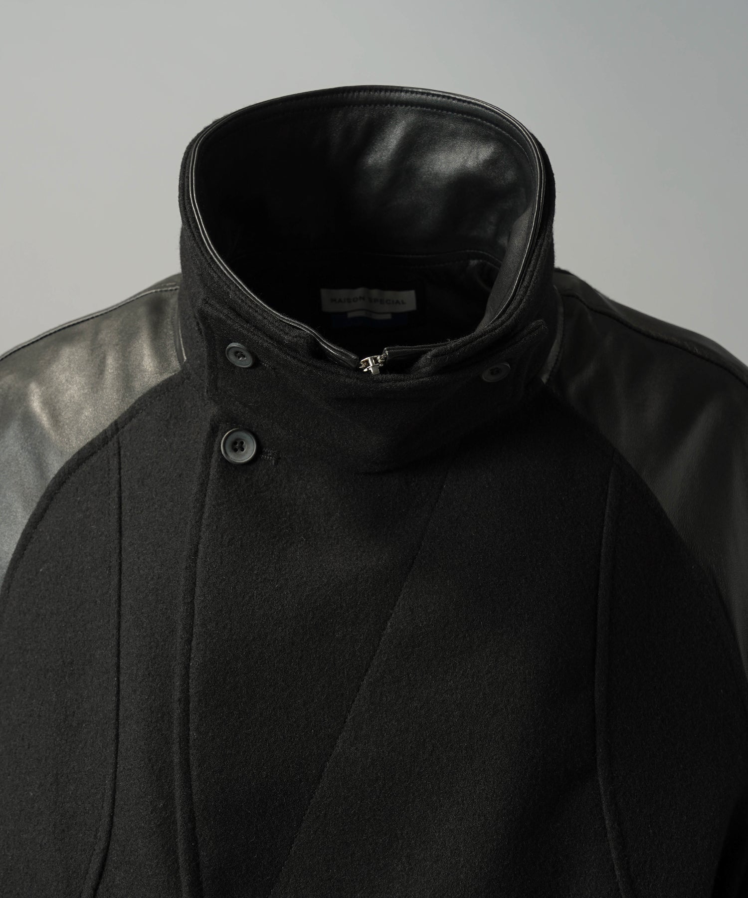 【26AW PRE-ORDER】シープレザーメルトンコンビプライムオーバーレイヤリングダブルブルゾン