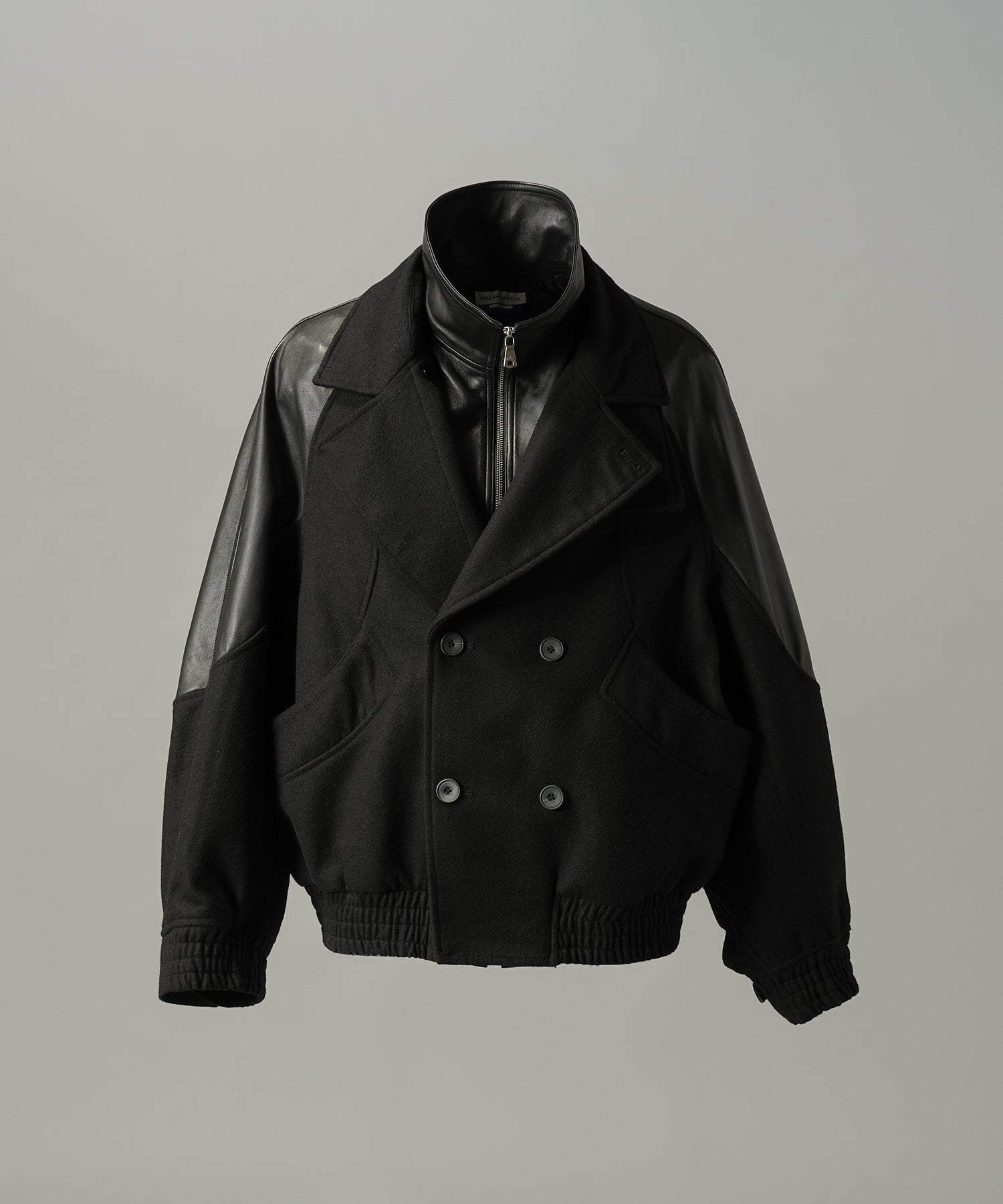 【26AW PRE-ORDER】シープレザーメルトンコンビプライムオーバーレイヤリングダブルブルゾン