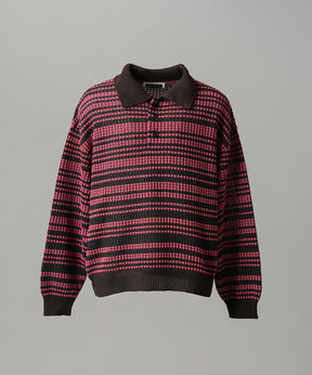 【26AW PRE-ORDER】KASURI ONI Waffle Prime-Over Knit Polo Shirt
