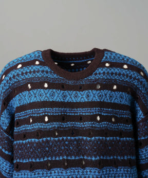 【26AW PRE-ORDER】Fair Isle Border Prime-Over Crew Neck Sweater
