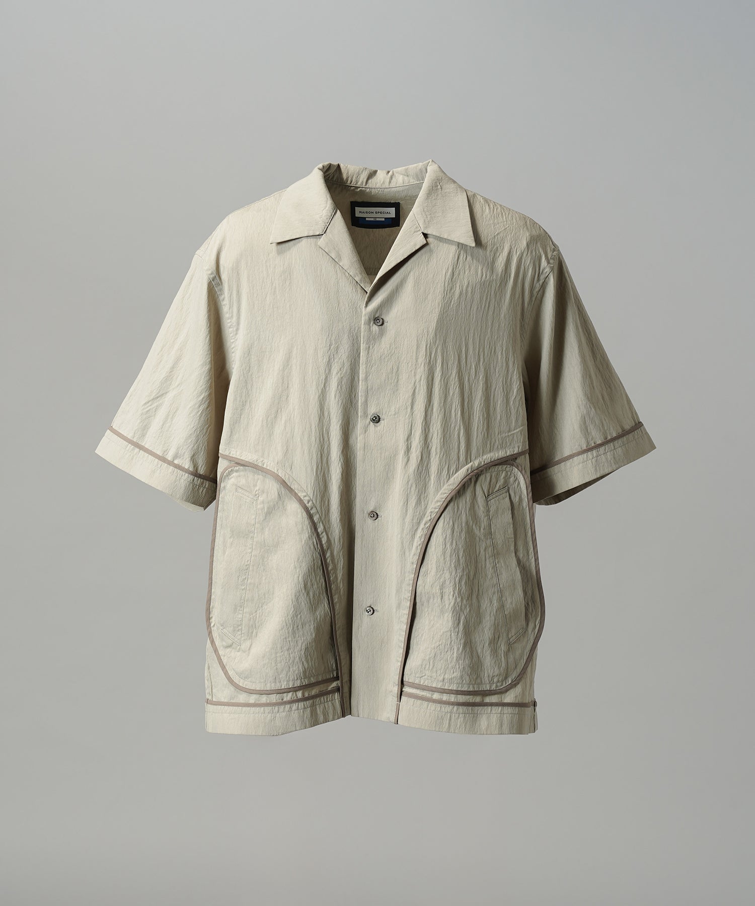 【26SS PRE-ORDER】Lyocell Nylon Washer Prime-Over Piping-detailed Switched Open-collar Shirt